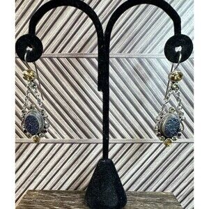 Nicky Butler NB Sterling Silver Druzy Citrine Rhodolite Peridot Earrings